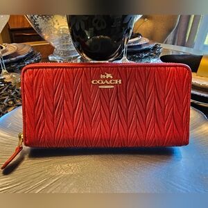 Coach Madison Leather Accordion Zip Wallet
